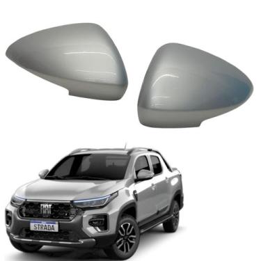 Imagem de Par Capa Retrovisor Fiat Strada Ranch 2021 2022 2023 2024 2025 Prata B