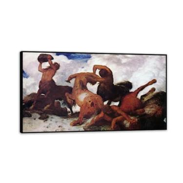 Imagem de Pintura famosa abstrata arte de parede centauro luta reprodução de imagem impressa em tela emoldurada impressão de arte de parede pôster para decoração de quarto 110 x 60 cm (43 x 24 polegadas