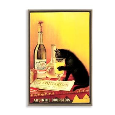 Imagem de Stupell Industries Arte de parede em tela flutuante vintage de gato e absinto marrom, design de Marcus Jules, 43 x 63 cm