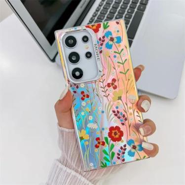 Imagem de Capa traseira rígida fosca com estampa de flor de laser para PC (para Samsung A35 5G/AH6)