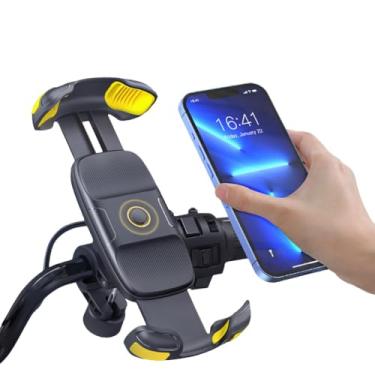 Imagem de Suporte de telefone para motocicleta | Suporte de telefone para bicicleta | Braçadeira de guidão, clipe de telefone de scooter de bicicleta compatível com smartphones iPhone 16 Pro Max, [compatível
