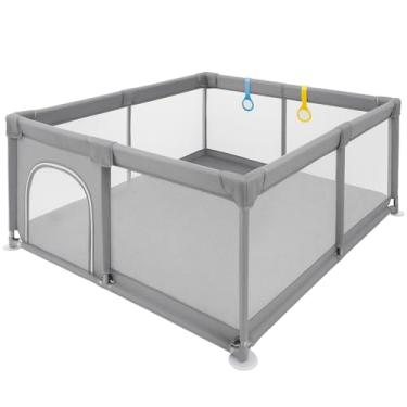 Imagem de PIPDIP Chiqueirinho Pequeno Portátil, 127 x 127 x 65, Porta Única, Com Ventosas, Alças de Apoio, Tubos de Ferro, Espuma e Tecido, Cinza.