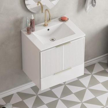 Imagem de Gabinete de Banheiro Montado em Aço Branco 60cm Pitaia Cozimax