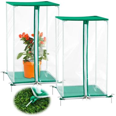 Imagem de Nuanchu 1 mini estufa de PVC portátil com efeito de estufa 29 x 29 x 40 cm com pregos no chão, mini casa quente para uso interno e externo para jardinagem, plantas, flores