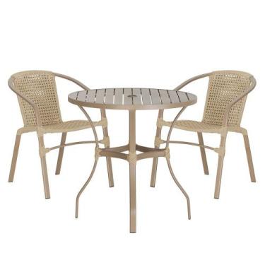 Imagem de 02 Cadeiras Floripa e Mesa Roma 80Cm Fendi e Corda Nautica Trama Origi