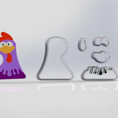 Imagem de Cortador Galinha Pintadinha Galo Modular Tamanho 6Cm