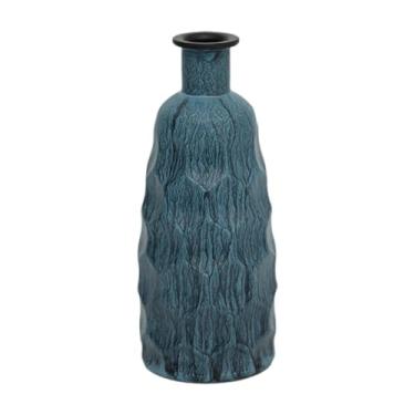 Imagem de FLCPJGV Vaso rústico decorativo de vidro para mesa, arranjo de flores, decoração para casa, mesa, prateleira, entrada do quarto, Azul