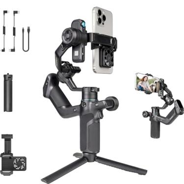Imagem de FeiyuTech Estabilizador SCORP Mini 3 Gimbal para smartphone, módulo de rastreamento de IA integrado e ventilador de resfriamento, gimbal de telefone de 3 eixos de carga útil de 2 kg com design de