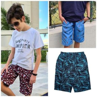 Imagem de O Melhor Kit 2 Bermudas Tactel Short Infantil Juvenil Menino - Paraíso