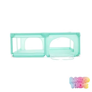 Imagem de Cercadinho Portátil para Bebê, Cinza, com Rede de Ventilação (VERDE)