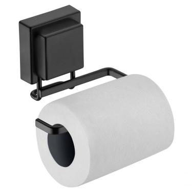 Imagem de Porta Papel Higienico Suporte Preto Fosco Ventosa 8052pt