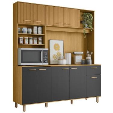 Imagem de Cozinha Compacta 180cm Martina Freijó/Ripado/Grafite Z44 - Mpozenato, 