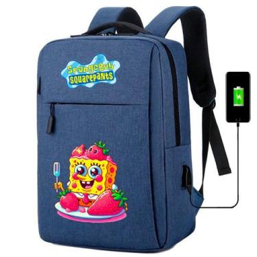 Imagem de Mochila Bolsa MediInfantil com USB Estampa Esponja Divertida Amarela p