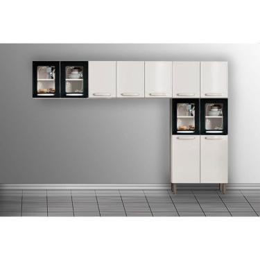 Imagem de Cozinha Modulada Bertolini Evidence 3 Peças (2Aéreos+1Paneleiro) CPT56 Branco/Preto-Bertolini