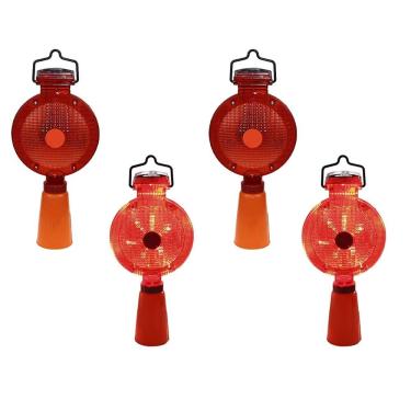 Imagem de Sinalizador Solar Viario Cone Kit 4 Uni Sinalizaçao Obra Rodovia Estrada Rua Pista Automatico Fiscalizaçao 