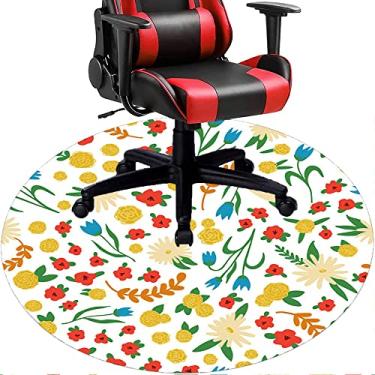 Imagem de Tapete de cadeira de escritório com flores, textura de flor, tapete de cadeira de mesa para piso de madeira de escritório em casa, protetor de piso de pilha baixa, redondo 78,7 cm