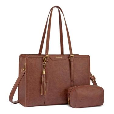 Imagem de Bolsa para laptop LOVEVOOK Vintage Leather Tote 17.3" com bolsa