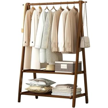 Imagem de Cabideiro De Madeira, Cabide Dobrável, Prateleira De Armazenamento, Cabideiro De Corredor Com Prateleiras Longas De 2 Níveis, Para Sala De Estar Quarto Corredor De Entr, Brown, 116CM