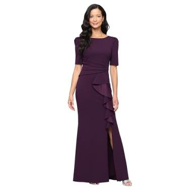 Imagem de Alex Evenings Vestido feminino longo com ombros bufantes, Crepe de berinjela, 40