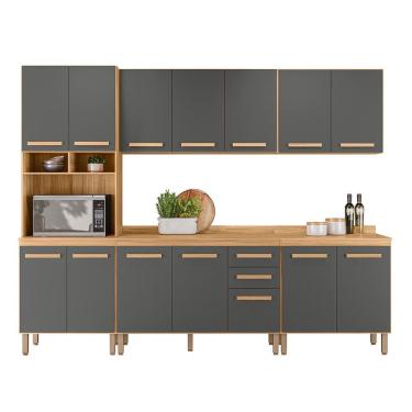 Imagem de Cozinha Modulada Intenza Bergamo 5 Peças - Nicioli Freijó/Chumbo