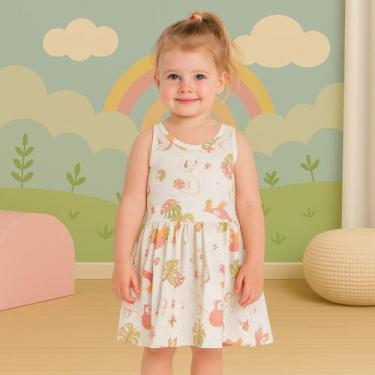 Imagem de Vestido Infantil Menina Verão Meia Malha Estampado Confortavel Moderno