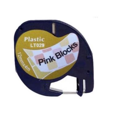Imagem de Fita Compatível Dymo Letratag LT029 Blocos Rosa Letra Preta 12mm - Gen