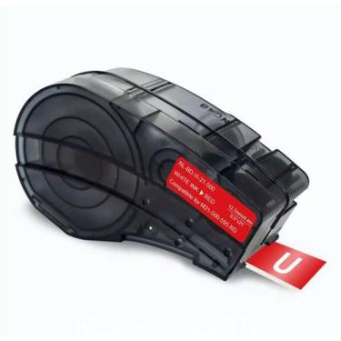Imagem de Fita Vinil Compatível Brady M21-500-595-RD Vermelha Letra Branca 12mm 