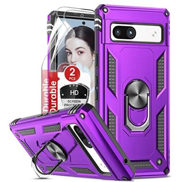 Imagem de LeYi Capa para Pixel 7A, Pixel 7A com [pacote com 2] protetor de tela para mulheres, capa protetora de nível militar com anel de suporte para Google Pixel 7A, roxa