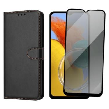 Imagem de Capa Carteira Flip Cover com Película de Privacidade Anti-Espião para Samsung Galaxy M14, Preta