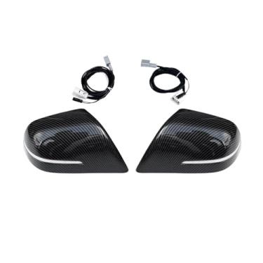 Imagem de Capa de espelho compatível com Tesla Model 3 2017-2023 Tampa de visão traseira lateral externa do carro, capa de retrovisor reversa com luz LED de substituição(Carbon Fiber Pattern)