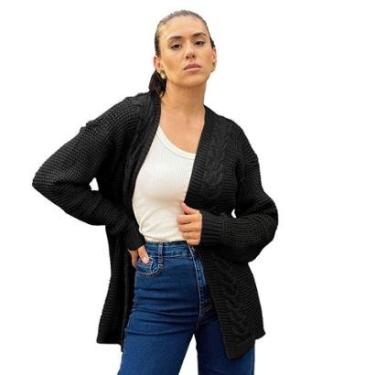 Imagem de Máxi Cardigan Trançado Tricot Lã-Feminino