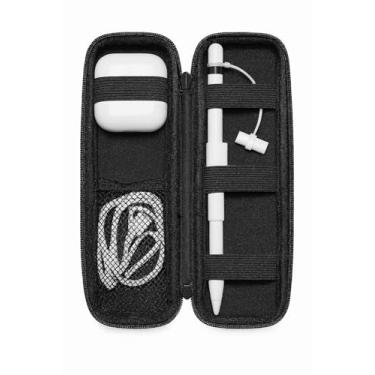 Imagem de Estojo Protetor Portátil Caneta Pencil e Fone Organizador com Compartimentos -Preto