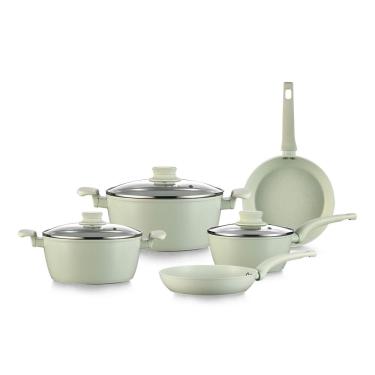 Imagem de Jogo de Panelas 5 Peças Antiaderente Verde Erva Doce Com Indução Super Resistente Não Gruda