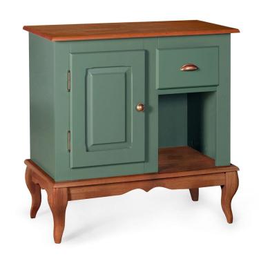 Imagem de Gabinete para Banheiro 1 Porta 1 Gaveta com Pés Luiz XV Dália 3064 - Verde Musgo/Imbuia Glazer
