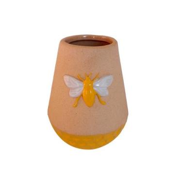 Imagem de Vaso Cerâmica Favo Cone Honey Bee Laranja 9,5x8x8cm - Tuut