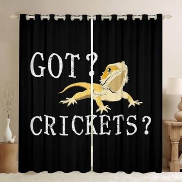 Imagem de jejeloiu Cortina escurecedora de dragão barbudo (2 painéis, 132 x 163 cm), cortinas blackout de lagarto para meninos e meninas, crianças, cortinas para quarto, sala de estar, vida selvagem, decoração
