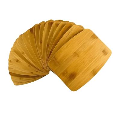 Imagem de (Conjunto de 24) Bandeja de servir de bambu em branco com borda redonda de 20 x 15 cm, travessa, tábuas de corte para presente de gravação personalizado e personalizado