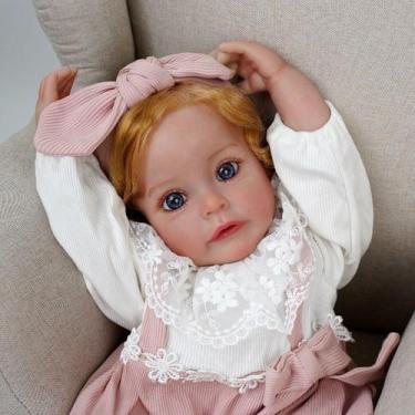 Imagem de Boneca Bebê Reborn Corpo de Tecido Realista 56cm Original Kit Acessóri