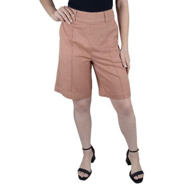 Imagem de Bermuda Feminino Lado Avesso Alfaiataria Marrom Canela - L12-Feminino