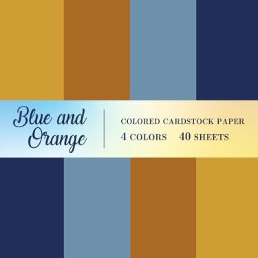 Imagem de AnyDesign 40 folhas 21 x 28 cm cartolina azul e laranja cartões de papel grosso colorido scrapbook para tema de cachorro, festa de aniversário, 29,5 kg