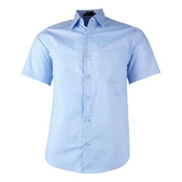 Imagem de Camisa Social Manga Curta Amil Bolso Liso 100% Algodão 1686, Azul bebê
