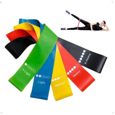 Imagem de Kit 5 Faixas Elasticas Mini Band Para Exercício Funcional Corpo Todo Alongamento Musculação Faixa De Borracha Academia Faixa Elastica Para Treino Em Casa Ginastica Pilates Fisioterapia e Yoga Premium