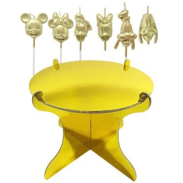Imagem de Kit Festa com Boleira Dourada Grande e Velas Mickey Douradas - Silver 