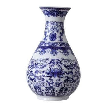 Imagem de Fenteer Vaso de flores de parede, vaso de porcelana azul e branca, suporte para plantas, arranjo de flores para janela, cozinha e ambientes internos, 132 Mm