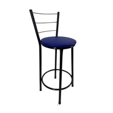 Imagem de Banqueta Banco Média Preta Encosto Bar Balcão Cozinha Bistrô - FortMix