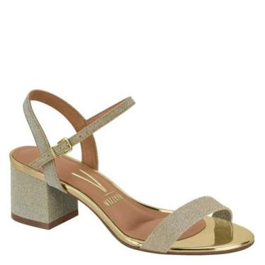 Imagem de Sandália Feminina Salto Baixo Vizzano 6291.900, Dourado glitter, 35