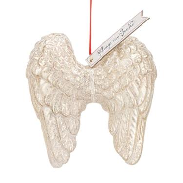 Imagem de DEMDACO Enfeite decorativo para pendurar na árvore de Natal, 15 x 15 cm, vidro Always and Forever Angel Wings Milestone Keepsake