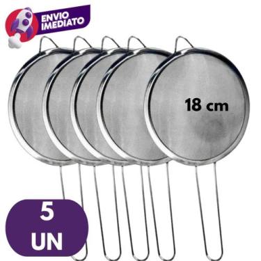 Imagem de Kit Peneira 18cm Aço Inox Utensílio Para Cozinha Peneirar Polvilhar Co