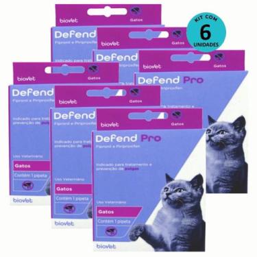 Imagem de Defend Pro Gatos Prevenção de Pulgas em Gatos kit Com 6 - Biovet