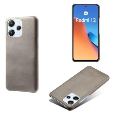 Imagem de Capa para Xiaomi POCO M6 Pro 5G,Proteção contra quedas,Casca de volta de cor sólida simples,Design de couro de imitação de plástico-Gray